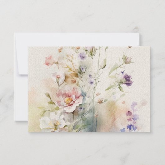 Cartons Réponse Rustique Retro Fleur sauvage d'aquarelle Mariage (Dos)