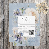 Cartons Réponse Rustique Romantique Dusty Bleu Blanc Floral