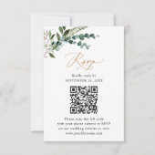 Cartons Réponse Rustique Sage QR Code Greenery Gold Mariage (Devant)