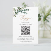 Cartons Réponse Rustique Sage QR Code Greenery Gold Mariage (Debout devant)