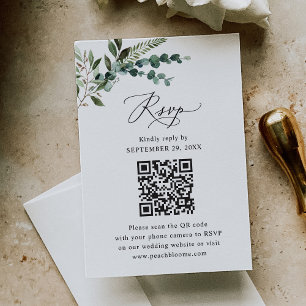 Cartons Réponse Rustique Sage QR Code Mariage de verdure