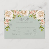 Cartons Réponse Rustique Sage Vert Floral Élégant Mariage Script (Devant)