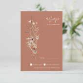 Cartons Réponse Rustique Terracotta Automne Fleur sauvage Mariage (Debout devant)