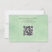 Cartons Réponse Rustique vert aquarelle Pine Trees QR Code Mariage (Dos)