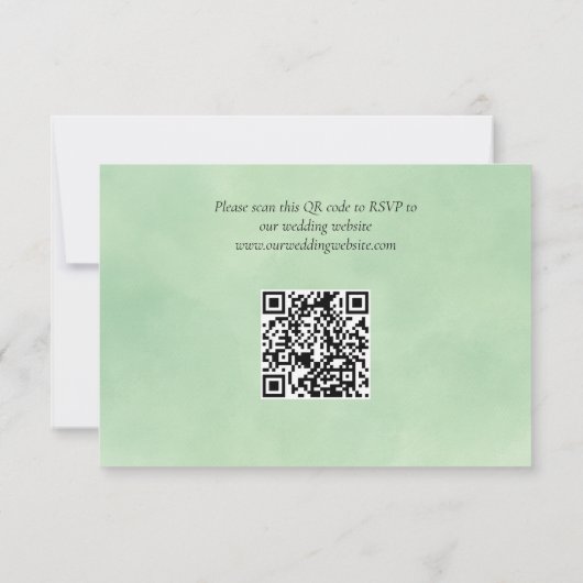Cartons Réponse Rustique vert aquarelle Pine Trees QR Code Mariage (Dos)