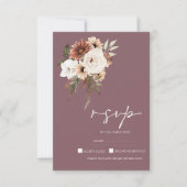 Cartons Réponse Rustique violet et Pêcher Mariage floral (Devant)