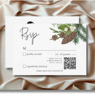 Cartons Réponse Rustique Winter Nature & Pine QR Code