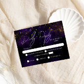 Cartons Réponse RVSP Aquarelle violet foncé Mariage d'or magique