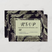Cartons Réponse Sage de feuillage Tropical Vert noir Script (Devant / Derrière)
