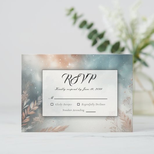 Cartons Réponse Sage et Terracotta Stardust Mariage Ciel (Debout devant)