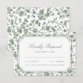 Cartons Réponse Sage Green and White Chinoiserie Wedding (Devant / Derrière)