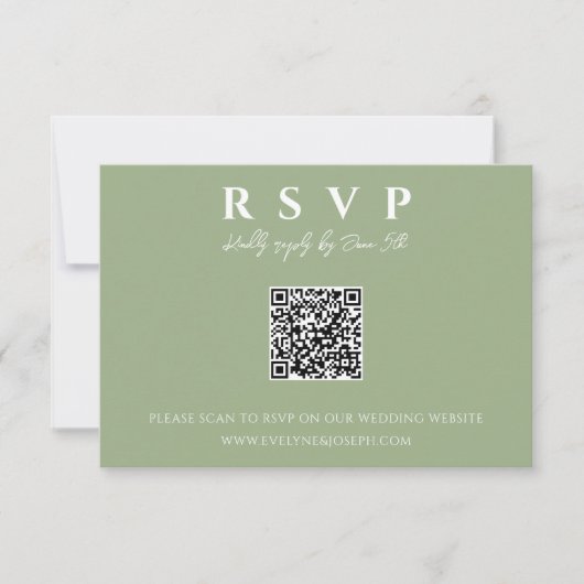 Cartons Réponse Sage Green Boho QR Code Mariage de plaisir en lign (Devant)