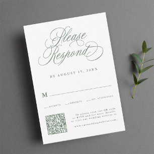 Cartons Réponse Sage Green Calligraphie romantique Mariage QR Code
