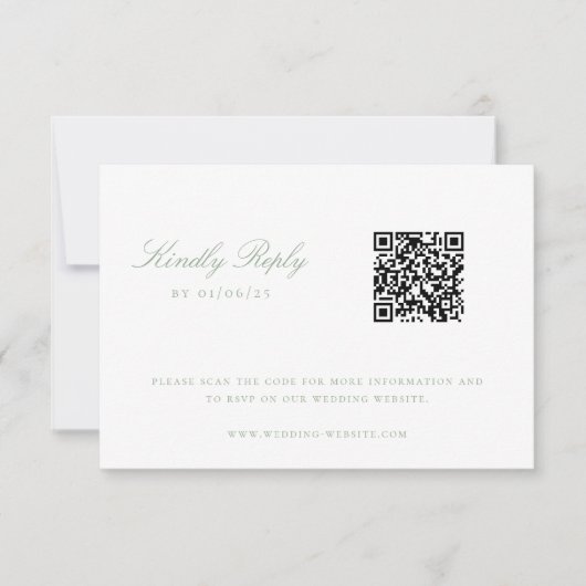 Cartons Réponse Sage Green Chinoiserie Mariage QR Code (Devant)