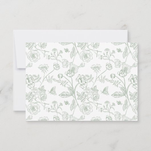 Cartons Réponse Sage Green Chinoiserie Mariage QR Code (Dos)
