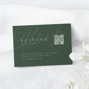 Cartons Réponse Sage Green Classic Elegance QR code Mariage
