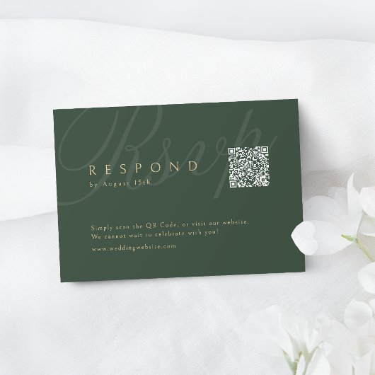 Cartons Réponse Sage Green Classic Elegance QR code Mariage