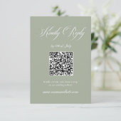 Cartons Réponse Sage Green Classic Elegant Wedding QR Code (Debout devant)