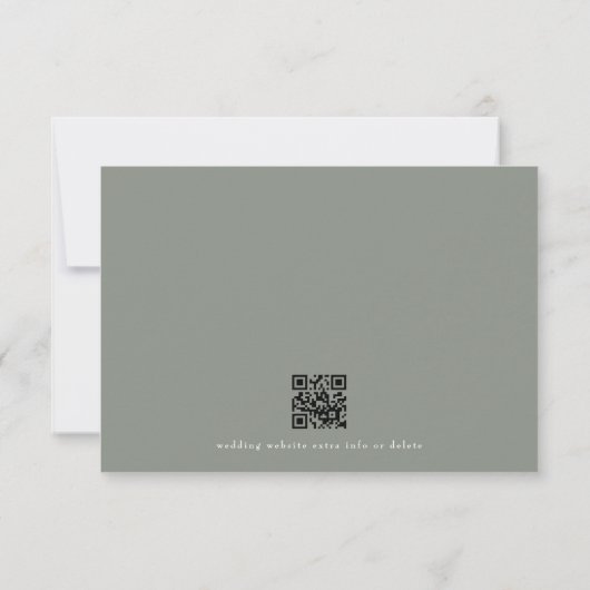Cartons Réponse Sage Green classique monogramme QR CODE mariage co (Dos)