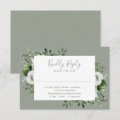 Cartons Réponse Sage Green Elegant Botanique Floral Mariage (Devant / Derrière)