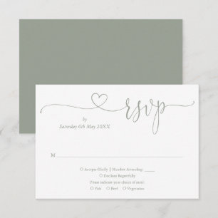 Cartons Réponse Sage Green Elégant Cœur Script