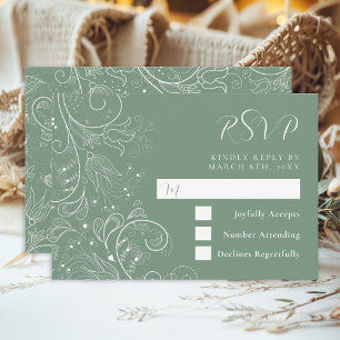 Cartons Réponse Sage Green Elegant Mariage Floral