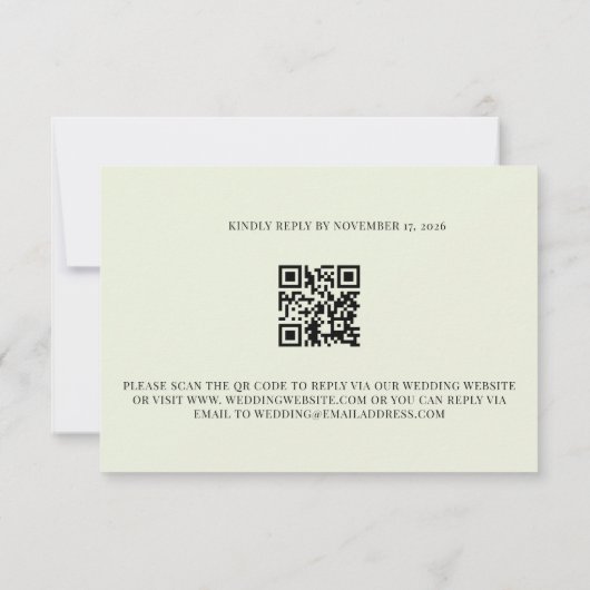 Cartons Réponse Sage Green Eucalyptus QR Code Wedding (Dos)