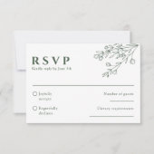 Cartons Réponse Sage Green Floral Boho Botanique Mariage unique (Devant)