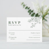 Cartons Réponse Sage Green Floral Boho Botanique Mariage unique (Debout devant)
