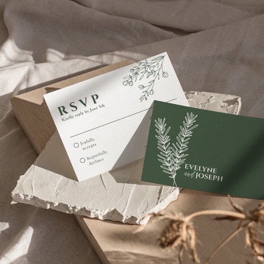 Cartons Réponse Sage Green Floral Boho Botanique Mariage unique