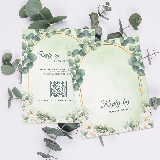 Cartons Réponse Sage Green Floral Eucalyptus Botanical Wedding