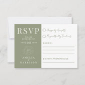 Cartons Réponse Sage Green Floral Mariage élégant (Devant)