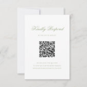 Cartons Réponse Sage Green Floral Monogram Crest Wedding QR Code (Devant)