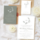 Cartons Réponse Sage Green Floral Monogramme Mariage de couronne e