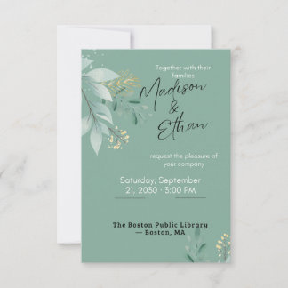 Cartons Réponse Sage Green Gold Botanical Wedding