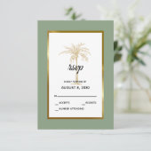 Cartons Réponse Sage Green Gold Palm Tree Beach Mariage (Debout devant)
