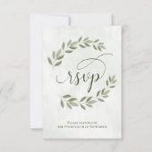 Cartons Réponse Sage Green Laurel Feuille Russe Mariage (Devant)