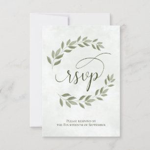 Cartons Réponse Sage Green Laurel Feuille Russe Mariage
