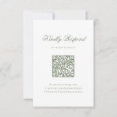Cartons Réponse Sage Green Leaf Monogram Crest QR Code Mariage (Devant)
