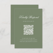 Cartons Réponse Sage Green Leaf Monogram Crest QR Code Mariage (Devant / Derrière)