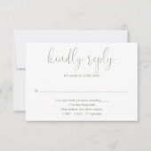 Cartons Réponse Sage Green Moderne Chic Élégant Mariage de script (Devant)