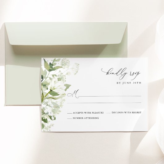 Cartons Réponse Sage Green Organic Greenery Wedding