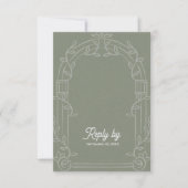 Cartons Réponse Sage Green Ornate Arch Botanical Wedding Reply By (Devant)