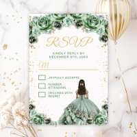 Sage Green Princess Florale Quinceañera