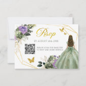 Cartons Réponse Sage Green Purple Princesse Quinceañera QR (Devant)