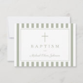 Cartons Réponse Sage Green Religious Cross Boy Baptism  (Dos)