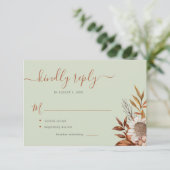 Cartons Réponse Sage green rust foliage boho floral wedding (Debout devant)