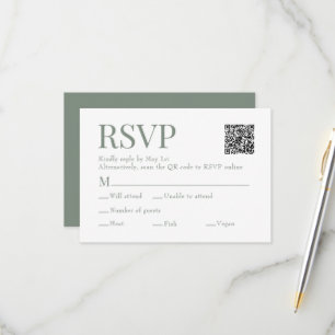 Cartons Réponse Sage Green Scan Qr Code Repas Choix Mariage