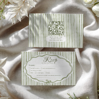 Cartons Réponse Sage Green Stripes Garden QR Wedding