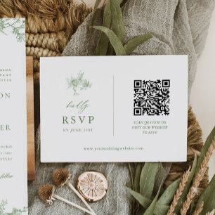 Cartons Réponse Sage Green Toile Floral Mariage QR Code